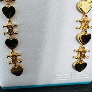 Gold and Heart CC Drop Earrings - Women Jewelry